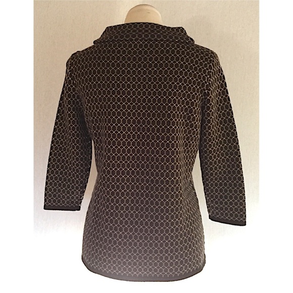 Talbots merino wool fine gauge brown sweater geometric pattern petite - Picture 2 of 6